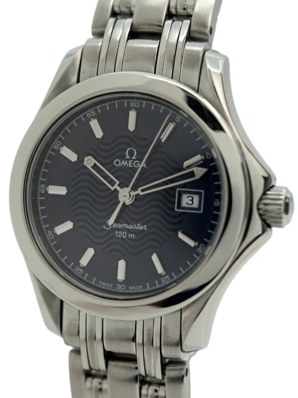 Omega 29mm Ladies Seamaster 120m Quartz Swiss Blue Wave Dial Watch Ref: 2571.81!